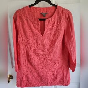 Tommy Bahama Linen Embroidered Beachy Tunic XS Orange